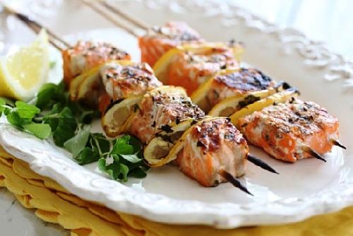 Шашлык из  рыбы лосося